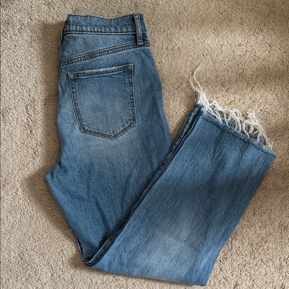 LOFT Blue Cropped Jeans with Frayed Hem